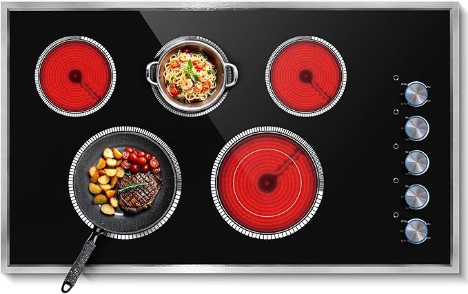 Gudsunal 36" Electric Cooktop, 5 Burners